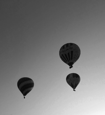 montgolfiere-photo-black-and-white-louxsor Black and white photo of hot air balloon, Egypt