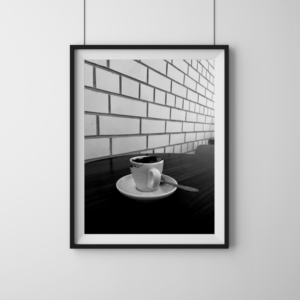 Fine art black and white coffee cup photography print, Dirty Cups series by Tiffany Brillard