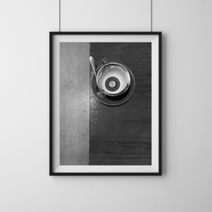 Fine art black and white coffee print, Dirty Cups series by Tiffany Brillard Brisbane