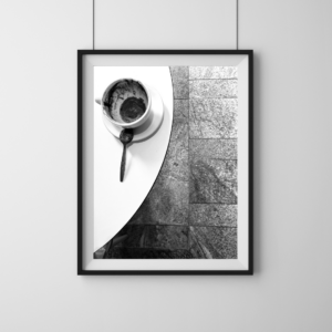 Fine art black and white coffee photography print, Dirty Cups series by Tiffany Brillard