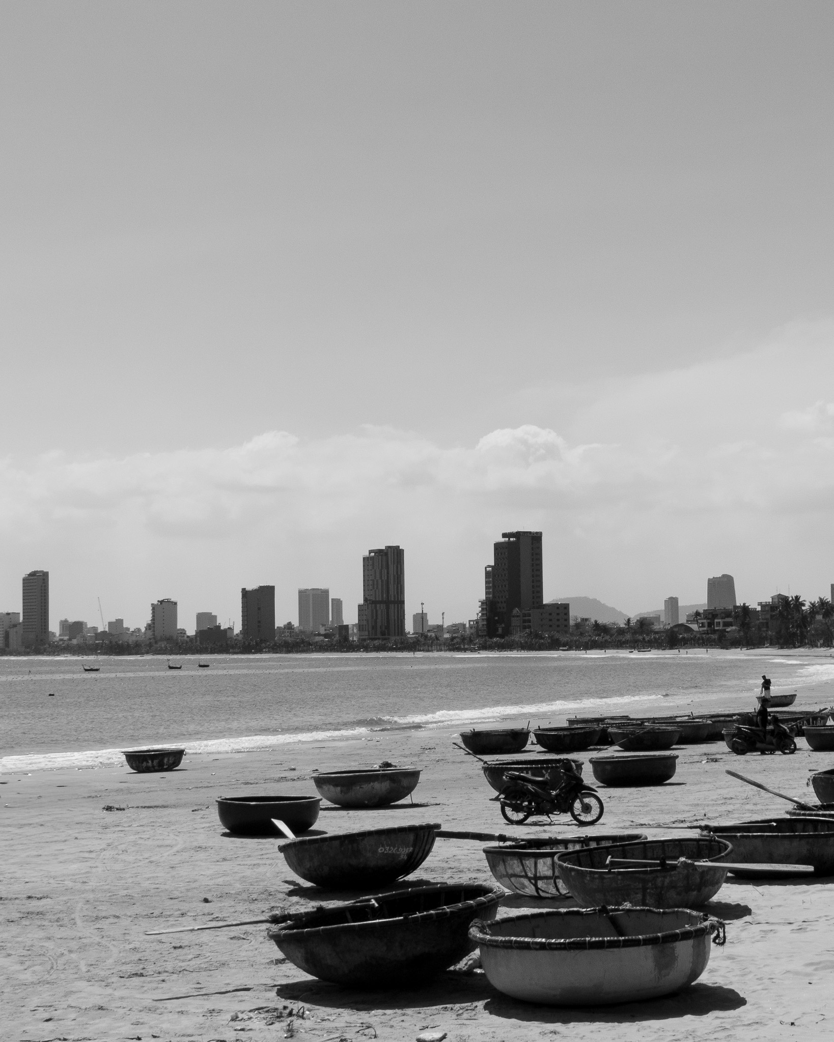 Black and white fine art print in Da Nang Vietnam beach photography by Tiffany Brillard