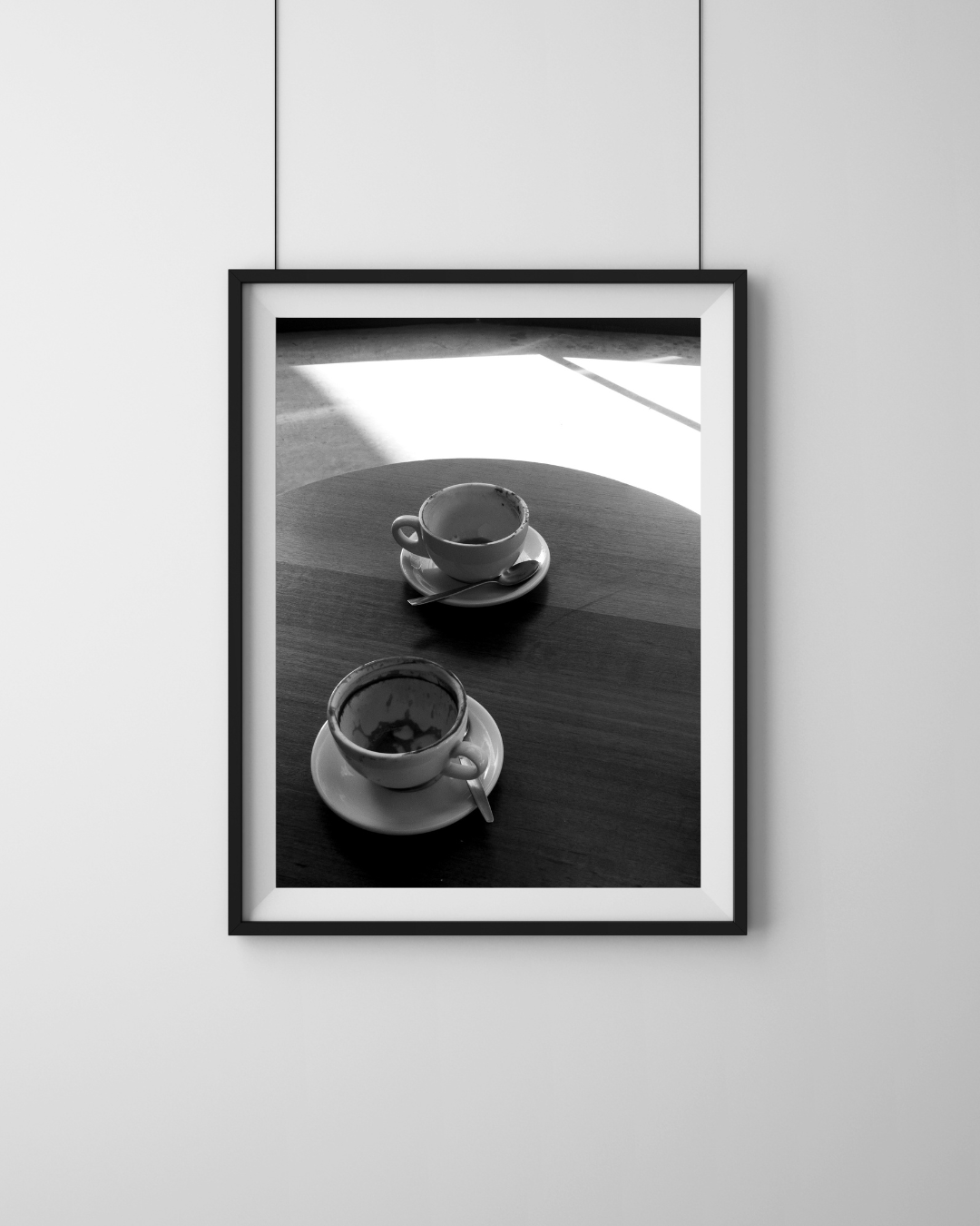 Black and white coffee cup wall art print, Dirty Cups series by Tiffany Brillard