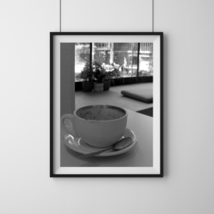 Fine art black and white coffee photography print, Dirty Cups series by Tiffany Brillard